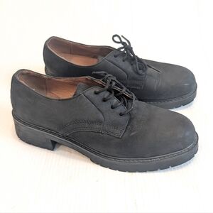 BASS Brassie Y2K 90s Black Leather Lace-Up Oxford Loafers Shoes Size 9.5